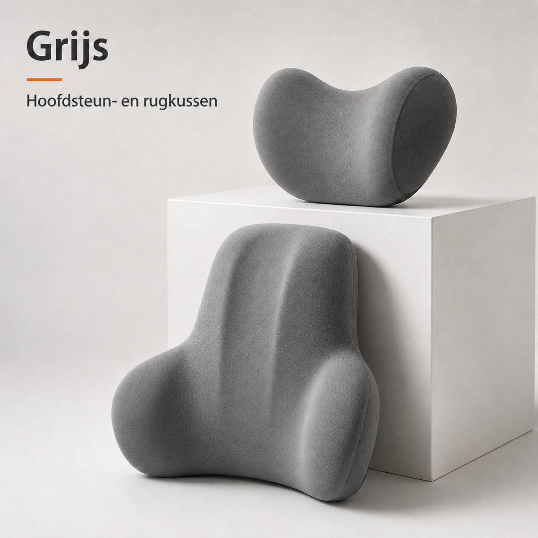 Nek- en Rugkussenset Memory Foam - Voor volledige rust en ontspanning tijdens elke autorit