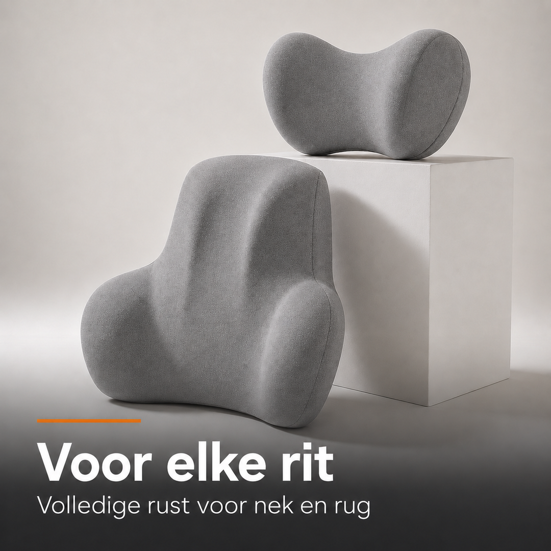 Nek- en Rugkussenset Memory Foam - Voor volledige rust en ontspanning tijdens elke autorit
