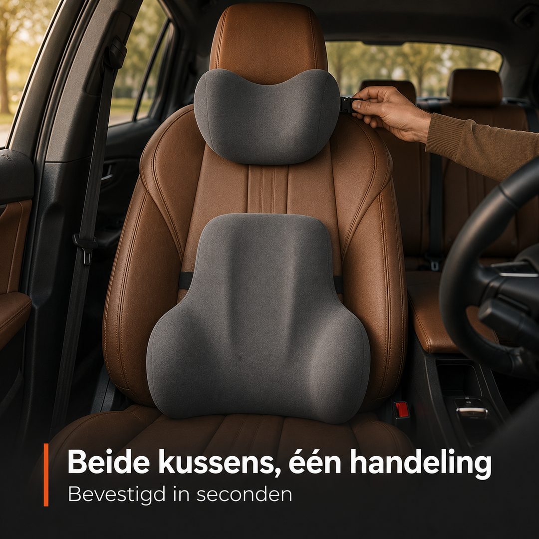 Nek- en Rugkussenset Memory Foam - Voor volledige rust en ontspanning tijdens elke autorit