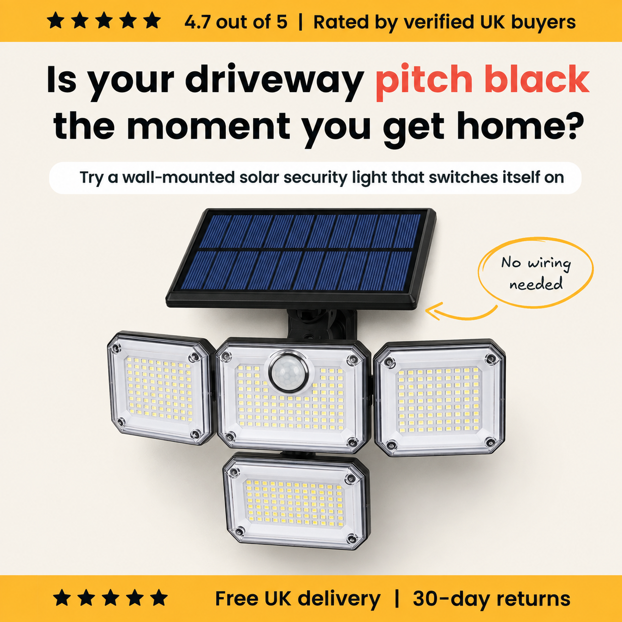 Solar Bewegingssensor Buitenlamp - Licht rond je huis, zonder één kabel