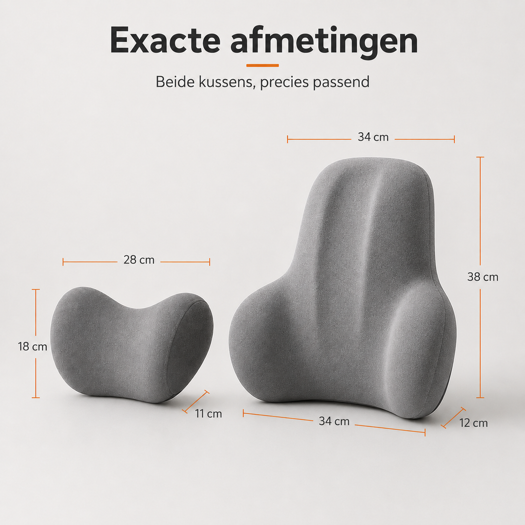 Nek- en Rugkussenset Memory Foam - Voor volledige rust en ontspanning tijdens elke autorit