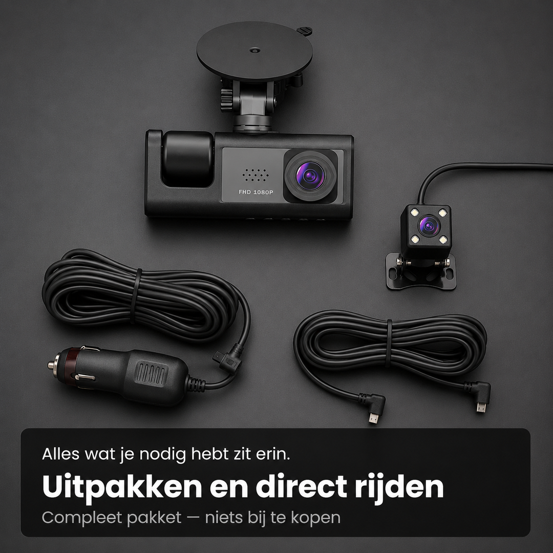 Dashcam 3-in-1 WiFi – Alles vastgelegd, voor, binnen en achter