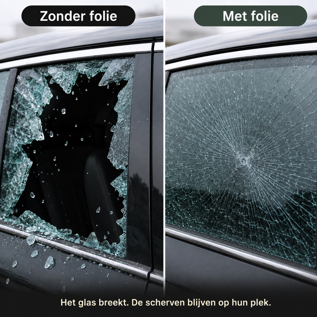 Veiligheidsfolie voor Autoramen – Houd gebroken glas op zijn plek bij een inbraakpoging