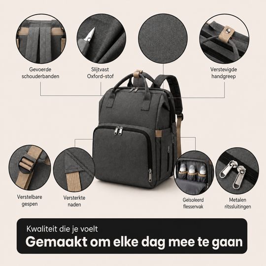 Luiertas Rugzak met Babybed - Altijd voorbereid, waar je ook bent
