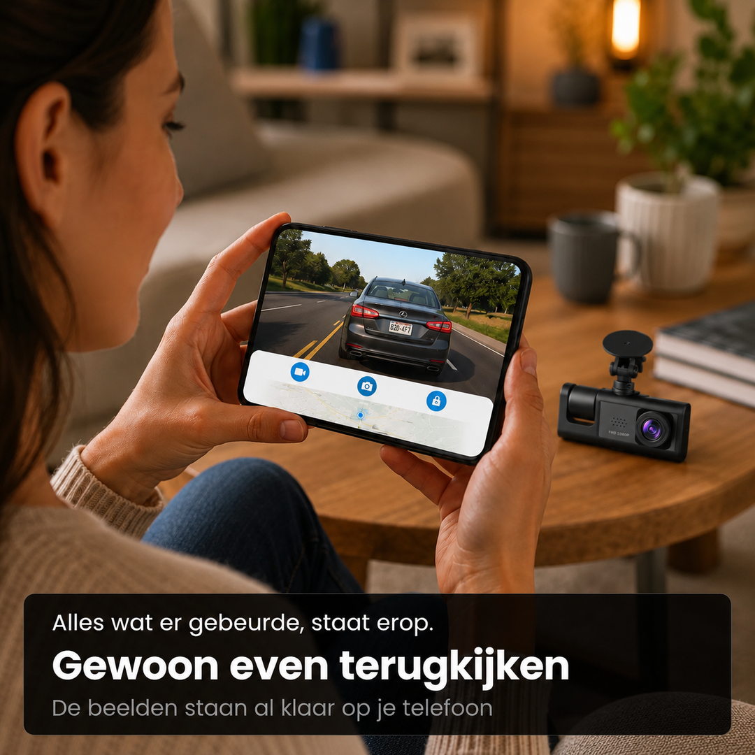 Dashcam 3-in-1 WiFi – Alles vastgelegd, voor, binnen en achter