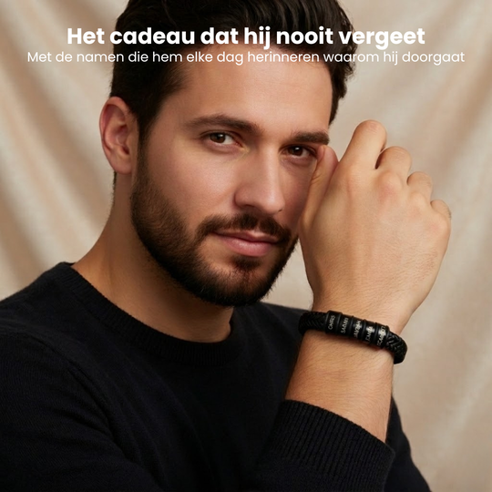 Gepersonaliseerde Heren Armband met Gegraveerde Naam Beads – Het cadeau dat hij altijd bij zich draagt