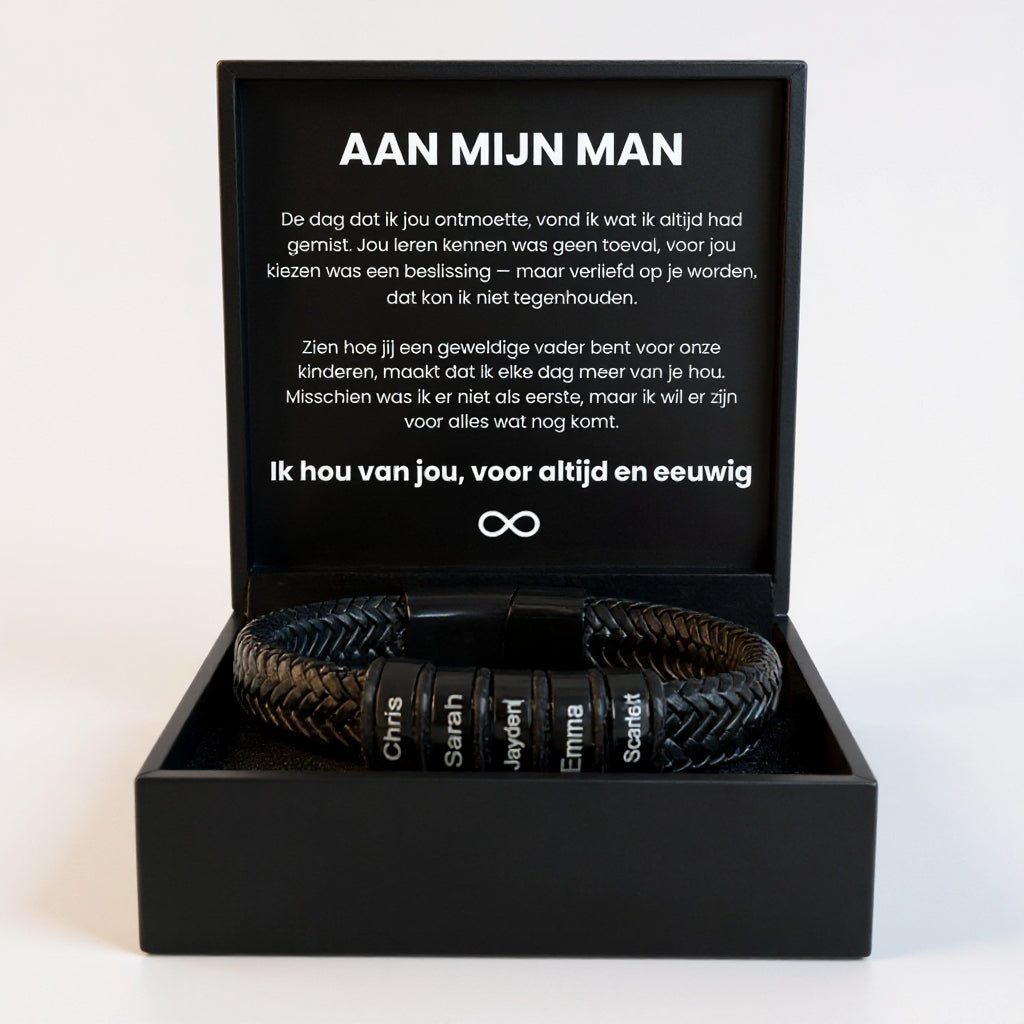 Gepersonaliseerde Heren Armband met Gegraveerde Naam Beads – Het cadeau dat hij altijd bij zich draagt