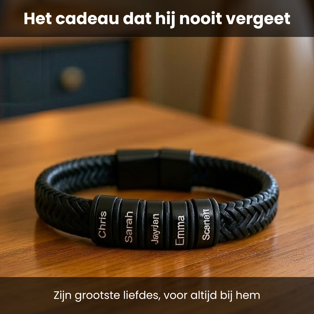Gepersonaliseerde Heren Armband met Gegraveerde Naam Beads – Het cadeau dat hij altijd bij zich draagt