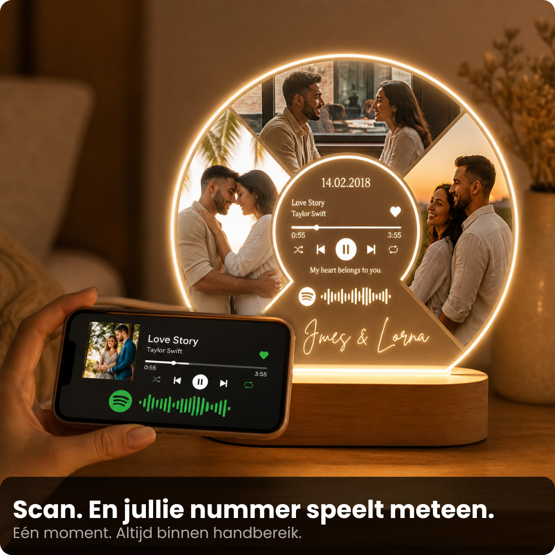 Herinneringslamp met Muziek - Bewaar jullie mooiste moment in warm licht