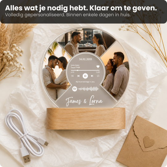 Herinneringslamp met Muziek - Bewaar jullie mooiste moment in warm licht