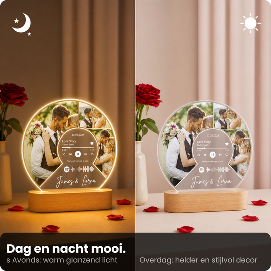 Herinneringslamp met Muziek - Bewaar jullie mooiste moment in warm licht