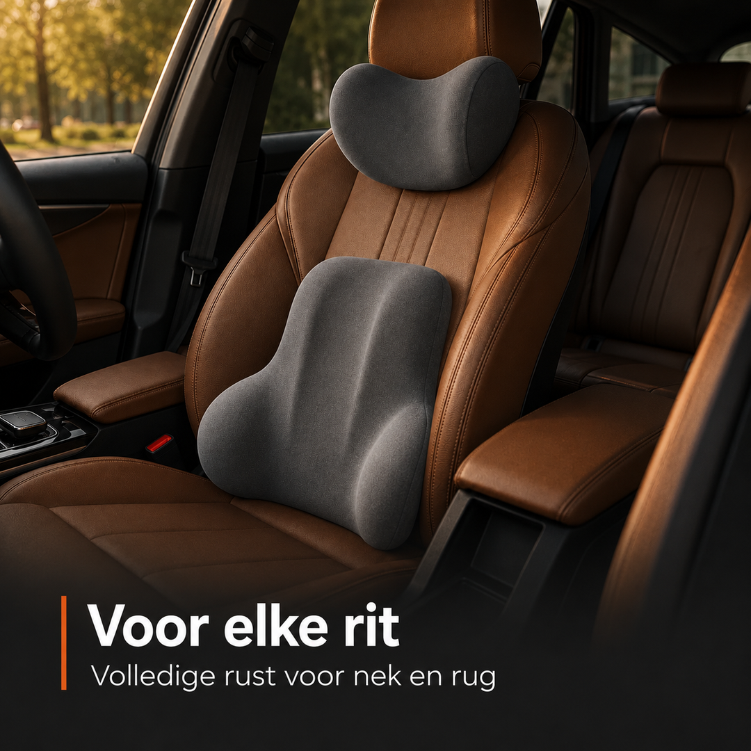 Nek- en Rugkussenset Memory Foam - Voor volledige rust en ontspanning tijdens elke autorit