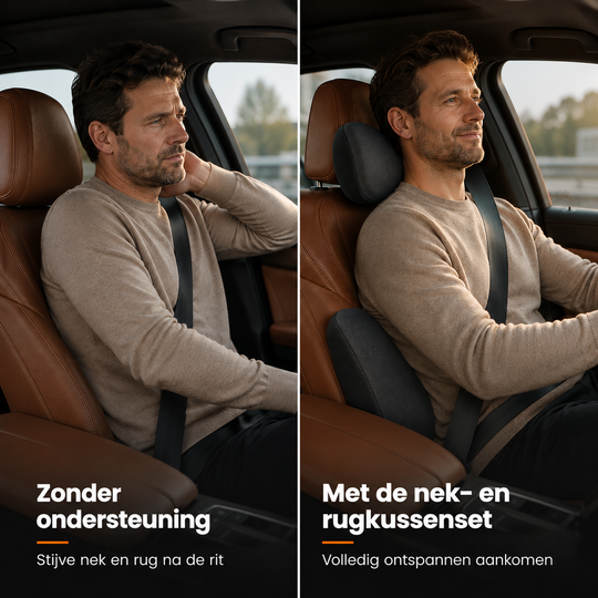 Nek- en Rugkussenset Memory Foam - Voor volledige rust en ontspanning tijdens elke autorit