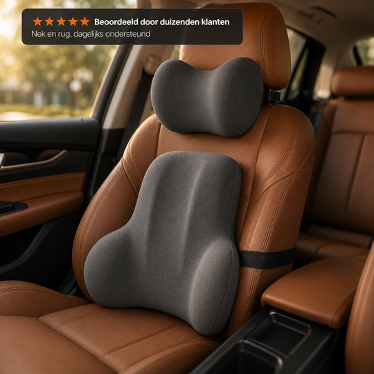 Nek- en Rugkussenset Memory Foam - Voor volledige rust en ontspanning tijdens elke autorit