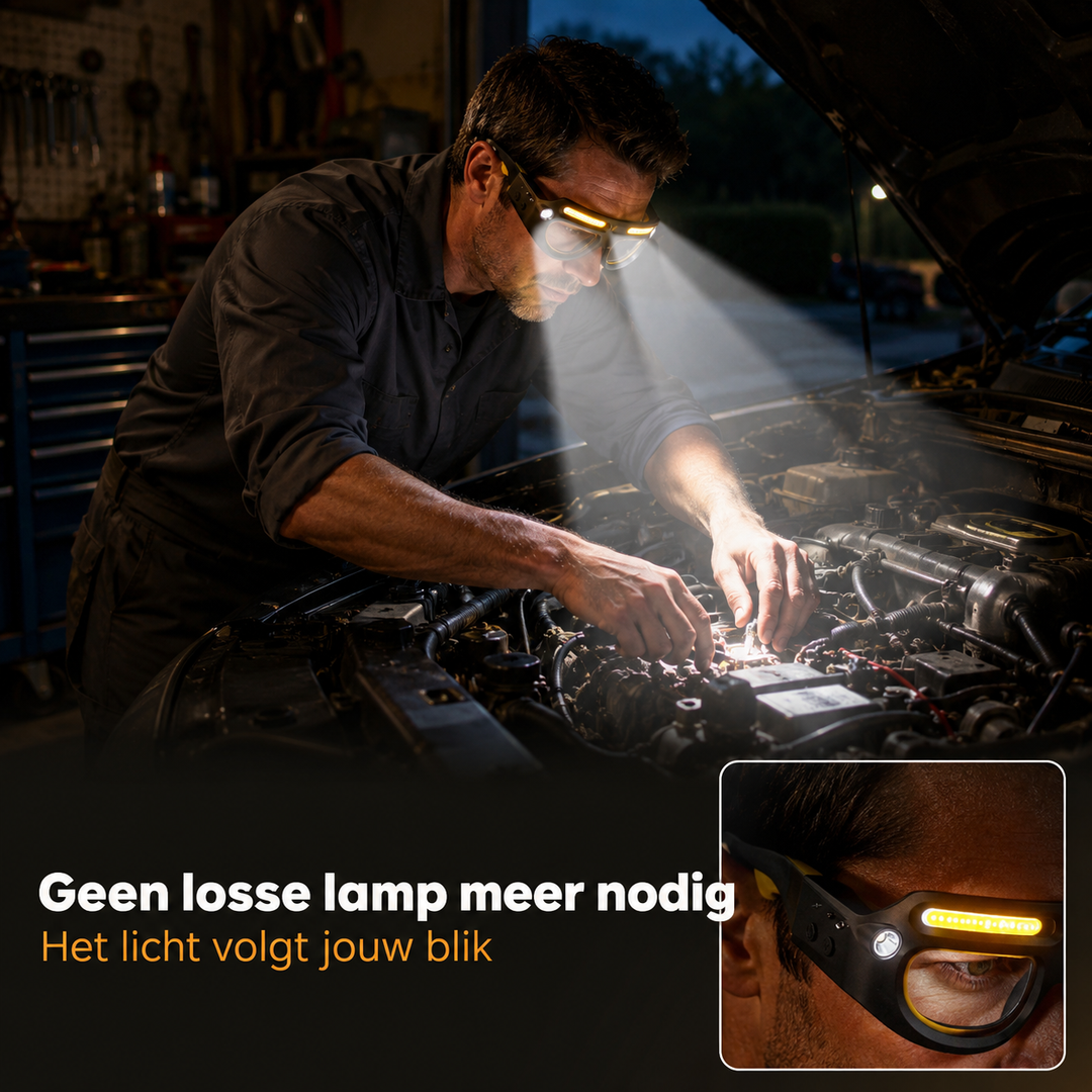 LED Veiligheidsbril - Altijd licht precies waar jij kijkt