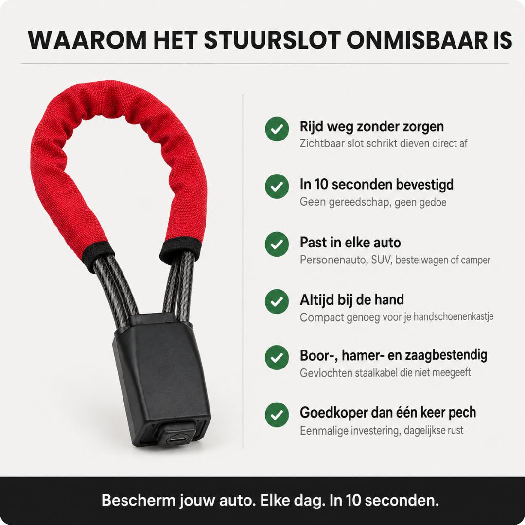 Steering Wheel Lock with Seatbelt Security – Lock your car in 10 seconds