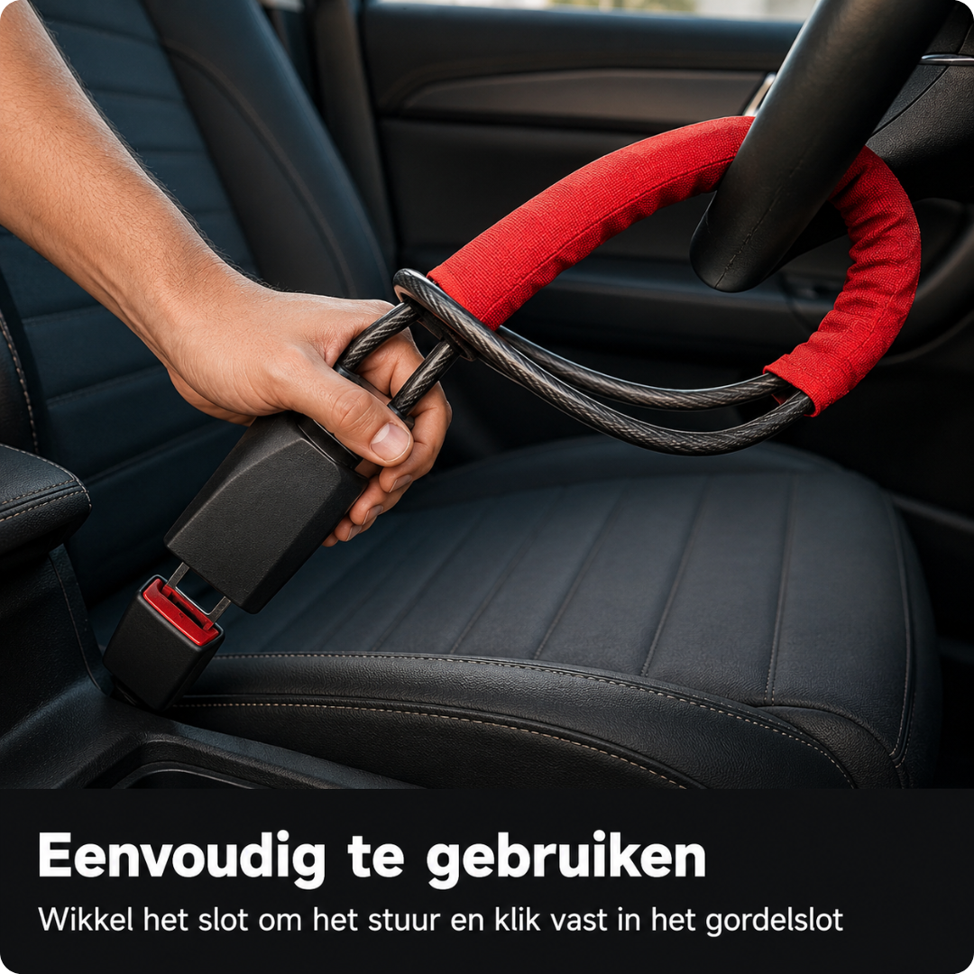 Steering Wheel Lock with Seatbelt Security – Lock your car in 10 seconds