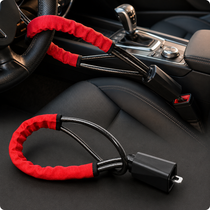 Steering Wheel Lock with Seatbelt Security – Lock your car in 10 seconds