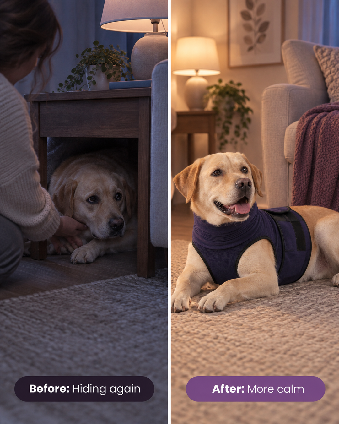 CalmHood - the evening before and with the hood on