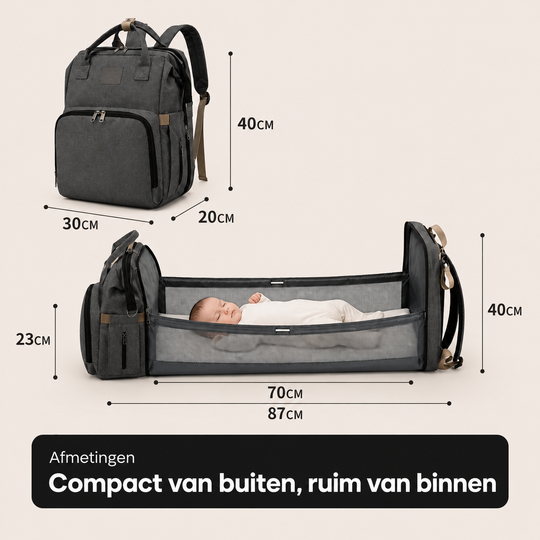 Luiertas Rugzak met Babybed - Altijd voorbereid, waar je ook bent